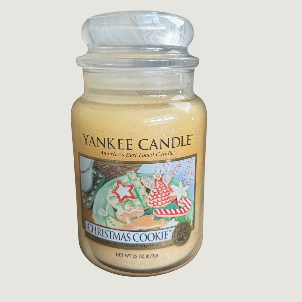 Yankee Candle Christmas Cookie Large Jar Candle 22 oz Single Wick Glass Lid